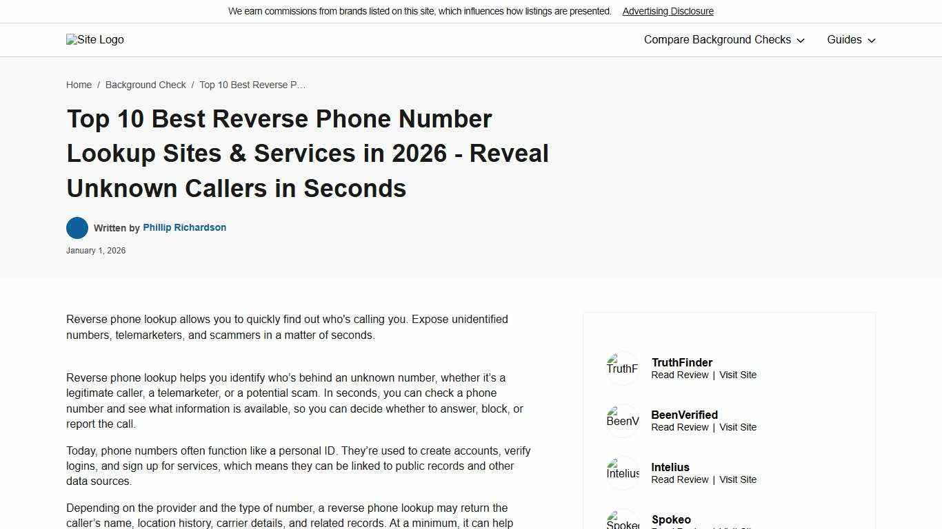 Top 10 Best Reverse Phone Number Lookup Sites 2026: Free/Paid